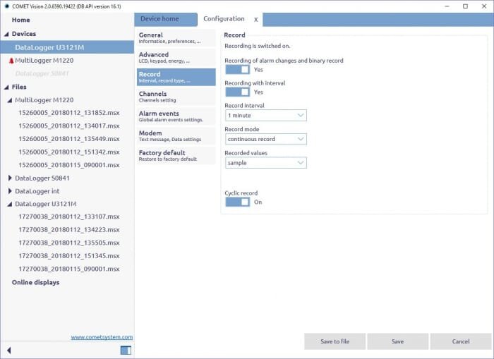 Comet Vision - program pro dataloggery COMET (U, S, R, D, M) - zdarma ...