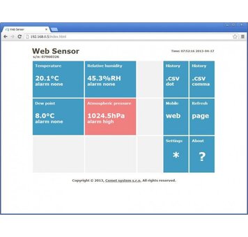 Ethernet teploměr vlhkoměr tlakoměr Comet T7611 s PoE